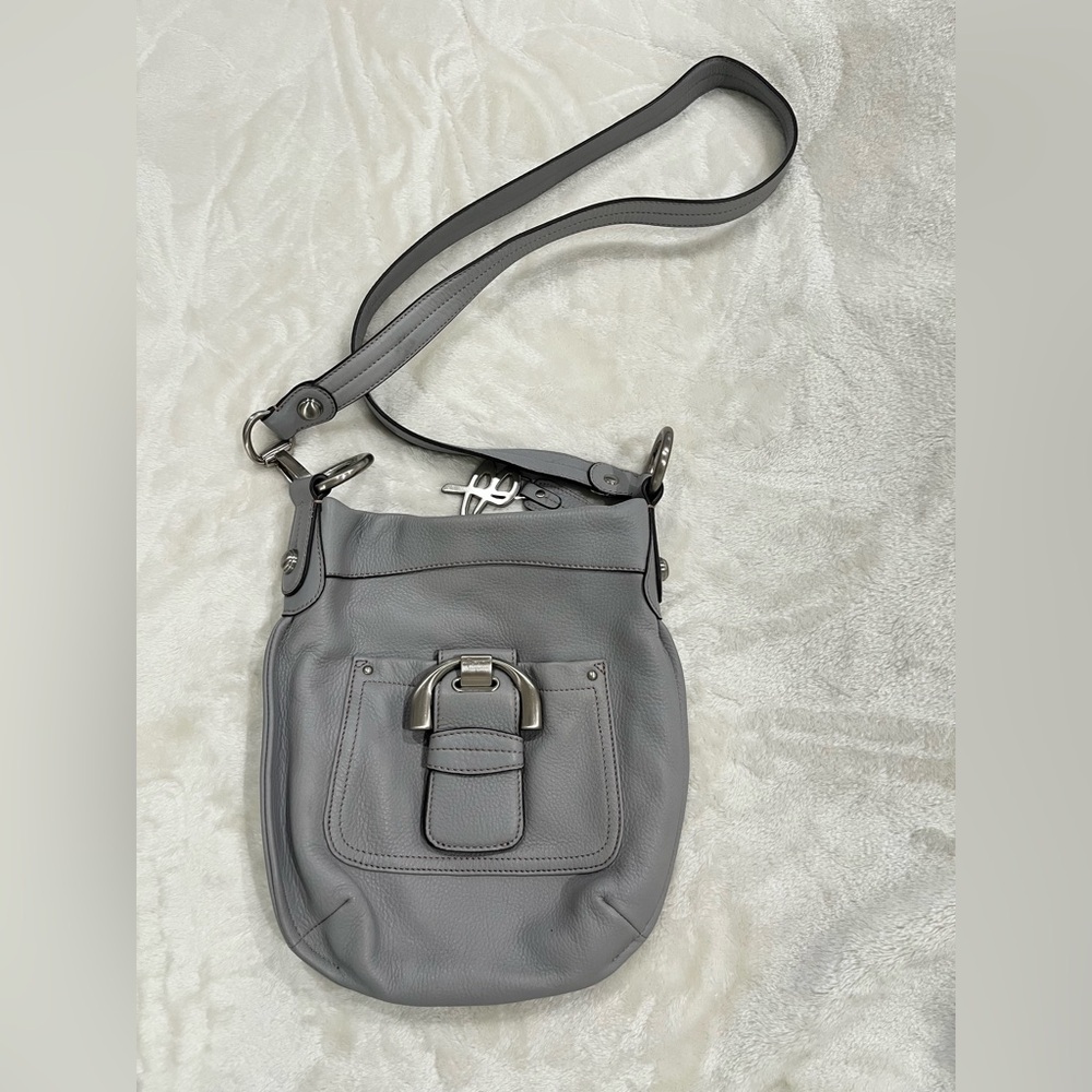 B. Makowsky Genuine Leather Gray Crossbody Bag